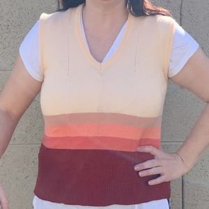 Vintage 70s Colorful Striped V-neck Sweater Vest